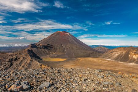 Famous Tongariro Crossing trek, Tongariro National Park, New Zealandの写真素材