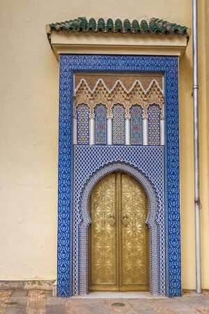 Gate to the palace of the king of Morocco in Fez, Morocco.の写真素材