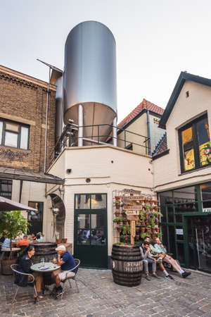 Inside the brewery used as Fermentation tanks in the current proces. Bruges, Belgium - July 28 2018.のeditorial素材