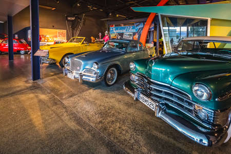 Classic cars at World of Wearable Art, Nelson, New Zealand. Museum. Nelson, New Zealand - December 31 2017.のeditorial素材