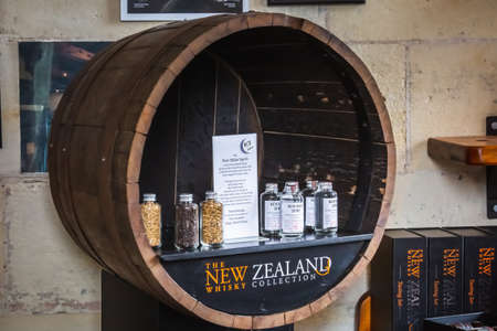Whiskey tasting at the local market. Oamaru, New Zealand - January 07 2018.
