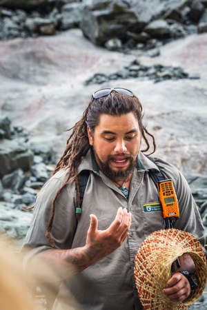 Local Maori guide looking like Aquaman. Franz Josef Glacier, New Zealand - January 02 2018.