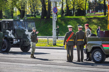 Preparations of military vehicles for the celebration of the 75th anniversary of the victory in the...