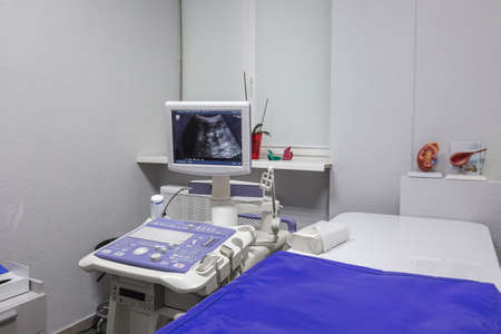 Ultrasound machine at the modern laboratory in Minsk, Belarus. Minsk, Belarus - July 21 2020.のeditorial素材