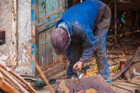Worker at Essaouira port in Morocco.