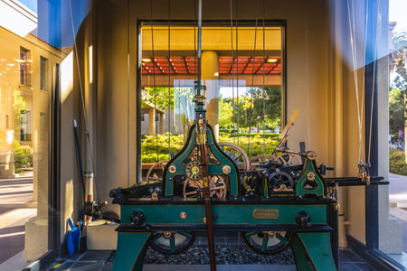 Campus buildings and hallways of the Stanford University, USA. Stanford, USA - September 11 2018.のeditorial素材
