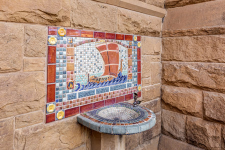 Campus buildings and hallways of the Stanford University, USA. Stanford, USA - September 11 2018.のeditorial素材