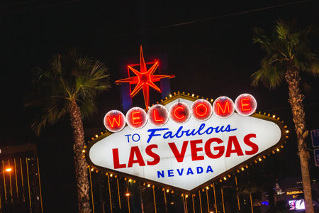 Welcome sign at Las Vegas, Nevada, United States of America. Las Vegas, USA - September 27, 2018.のeditorial素材