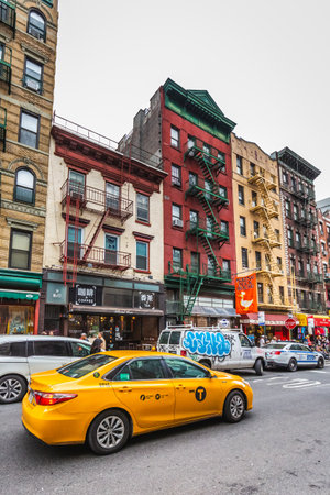 Manhattan buildings of New York City center - Wall street. New York, USA - October 09 2018.のeditorial素材