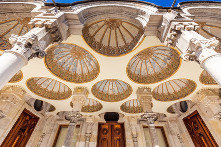 The Beylerbeyi Palace, located in the Beylerbeyi neighborhood of Uskudar district in Istanbul, Turkey at the Asian side of the Bosphorus. Istanbul, Turkey - October 01 2020.のeditorial素材