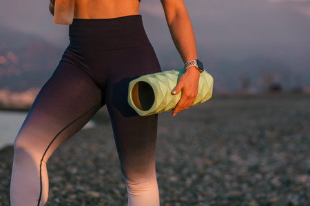 Sport and fitness outdoors close up of the unrecognisable sportive athletic young female fitness...