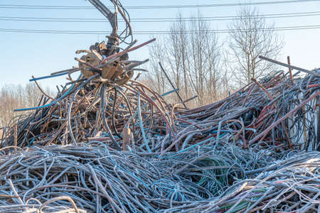 waste of old copper cables in the shell. scrap for non-ferrous metallurgy.