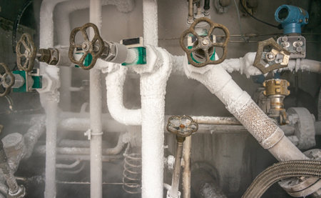 Pipes and valves in a water treatment plant. water treatment plant.