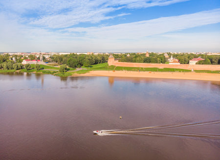Panorama of the Vistula River in Vilnius, Lithuaniaの写真素材