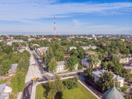 Aerial view of the city of Nizhny Novgorod, Russiaの写真素材