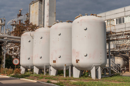 Industrial tanks for gasoline and diesel in a petrochemical plant