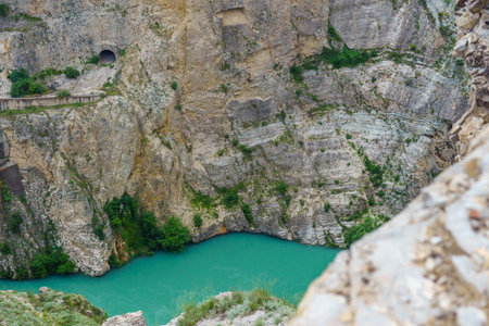 Beautiful view of the canyon of the river with turquoise waterの写真素材