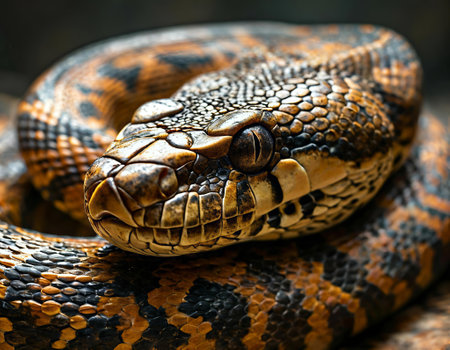 Close up of a boa constrictor (Reticulated boa)