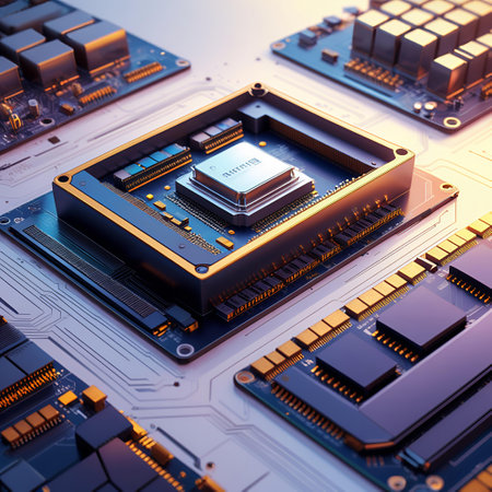 Central processing unit (CPU) on the motherboard. 3d illustration