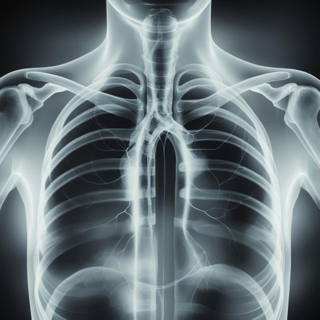 X-Ray image of human body, chest and thorax.の写真素材