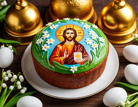 Easter cake with Easter eggs