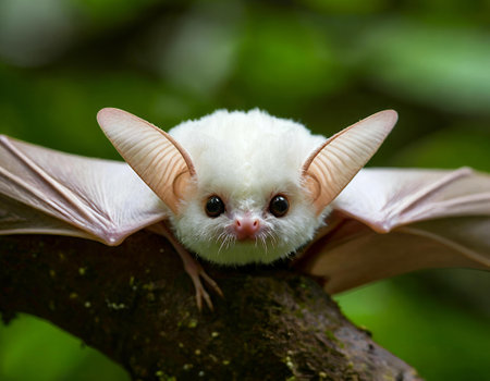 Bat sitting on a branch in the rainforest. Close up.の写真素材