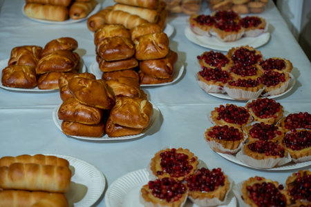 Variety of pastries and croissants on display for sale