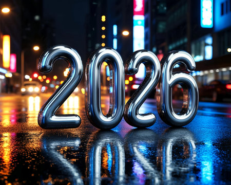 New Year in the city. 3d rendering. New Year concept.の写真素材