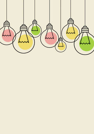 Illustration of a background with light bulbs for textの写真素材