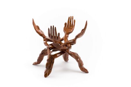 Wooden hands, decoration, insulated on white backgroundの写真素材