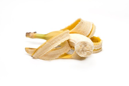 Refined banana, bit, insulated on white backgroundの写真素材