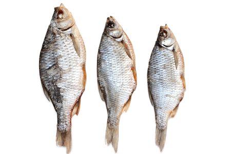 Dried fish, roech insulated on white backgroundの写真素材