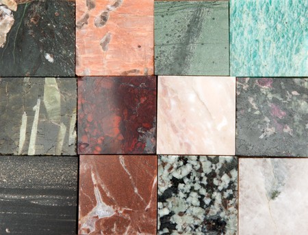 Background from plates of the different sorts stoneの写真素材