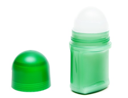 Vial ball deodorant open on white backgroundの写真素材
