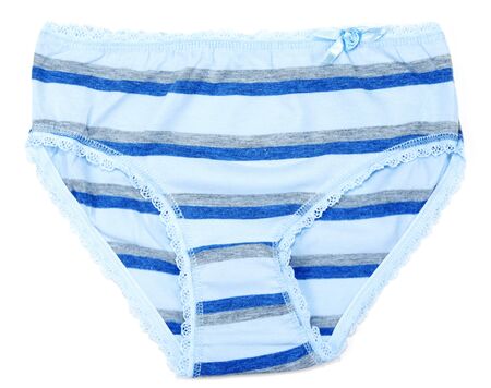 Blue striped male undershorts on white backgroundの写真素材