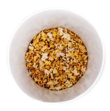PopCorn in pail on insulated white backgroundの写真素材