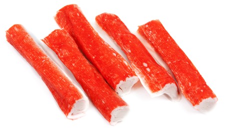 Crab of the stick on white backgroundの写真素材