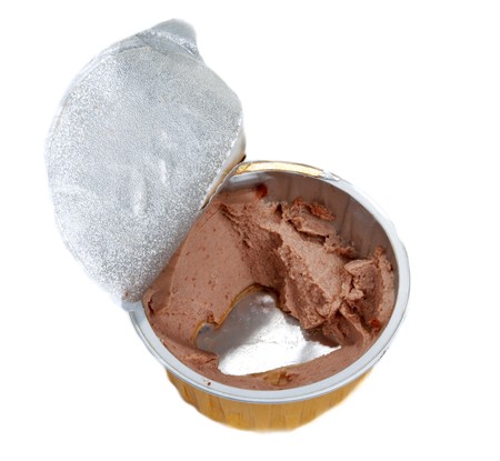 Openning bank with pate on white backgroundの写真素材