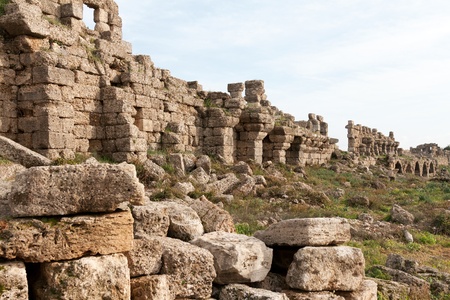Ancient ruins in the town of Side, Turkeyの写真素材