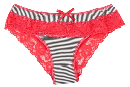 red lace panties for women isolated on white background