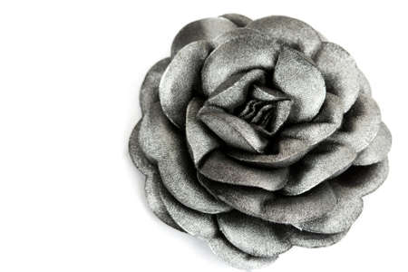 gray fabric roses isolated on white backgroundの写真素材