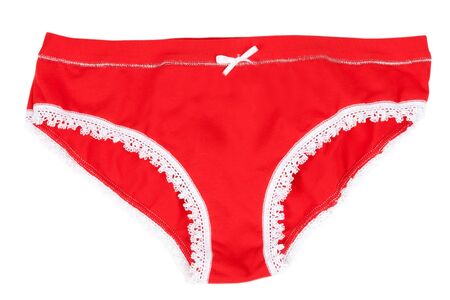 Female red panties isolated on a white backgroundの写真素材