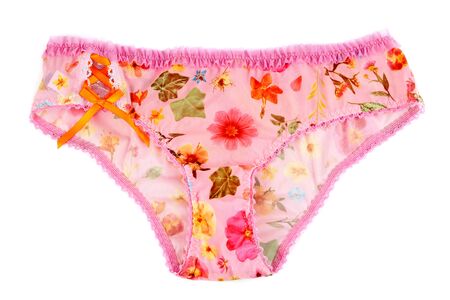 colored women's lace panties isolated on white background