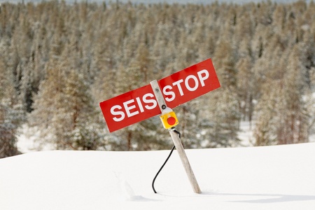Stop button on the ski slopes
