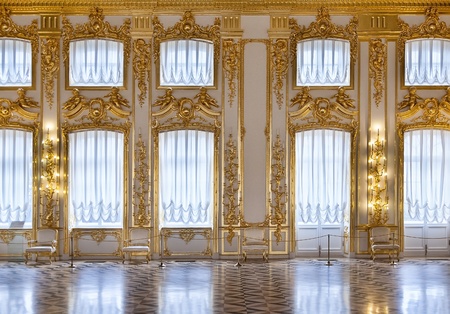 Windows ballroom of the Catherine Palace, St. Petersburg, Russiaのeditorial素材