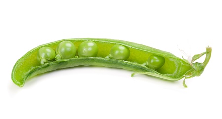 Peas in a pod isolated on white background.の写真素材