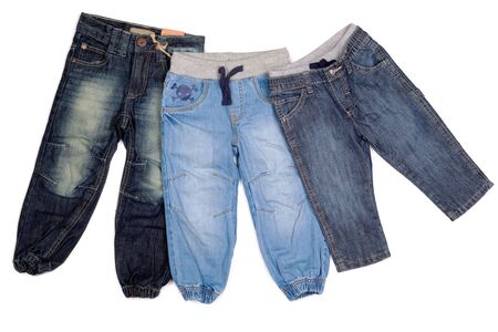 three different children's jeans for boysの写真素材