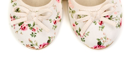 female ballet flats noses on a white backgroundの写真素材
