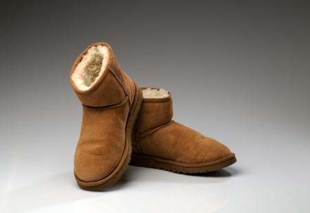 Womens Sheepskin boots isolated on white background