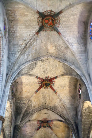 Painted ceiling of the Catholic Church of Our Lady in barcelona.